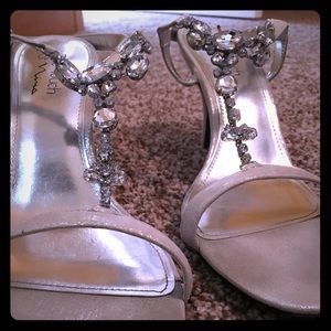 Silver jeweled heels